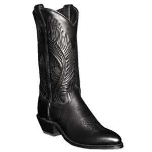 Black leather women's cowgirl boots USA made