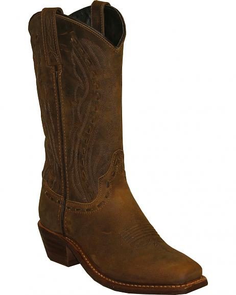 SIZE 6.5 Distressed Brown Womens Square Toe Cowboy Boots USA made.