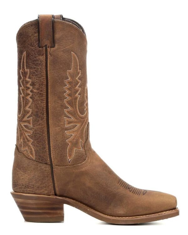 Womens Brown Bison Square Toe Cowboy Boots USA made with an embroidered design.