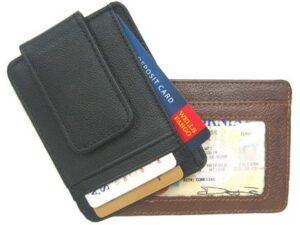 Black and Brown Cowhide Leather magnetic money clip