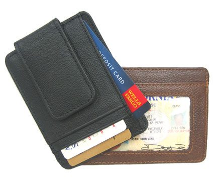 Black and Brown Cowhide Leather magnetic money clip