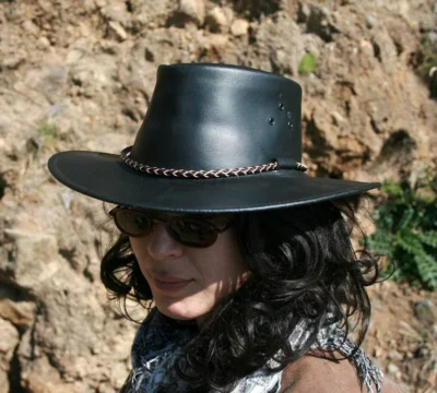 black leather kakadu cowboy hat