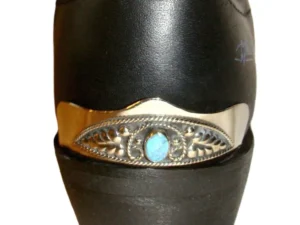 turquoise stone silver cowboy heel guard