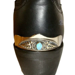 turquoise stone silver cowboy heel guard