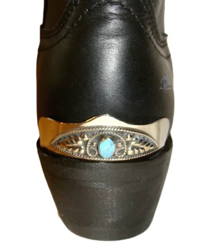 turquoise stone silver cowboy heel guard