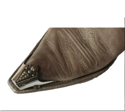 Alpaca Silver Vine design top Cowboy boot tips <ul> <li>Alpaca Silver</li> <li>Snip or X toe boots</li> </ul> •