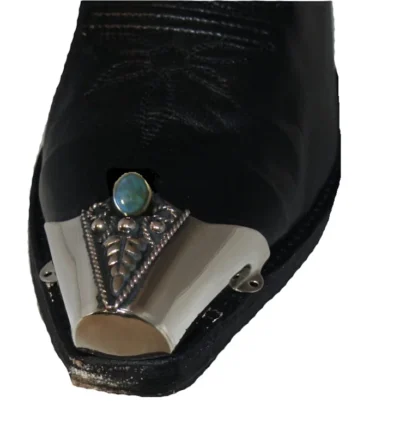 Turquoise Snip toe Silver cowboy boot tips <li>Alpaca Silver</li> <li>Turquoise stone</li> <li>snip or X toe boots</li> <li>XL Tips</li> •