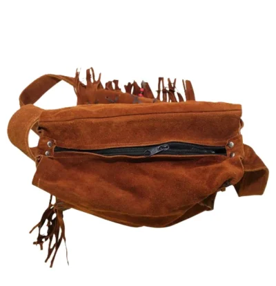 Native style brown suede fringe purse