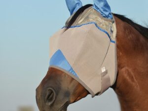 Wounded Warrior Standard Blue UV Horse Fly Mask With Ears