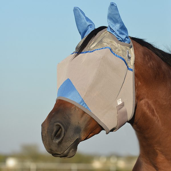 Wounded Warrior Standard Blue UV Horse Fly Mask With Ears