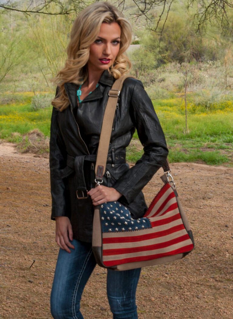 Scully USA American Flag Cross Body Suede Handbag Purse