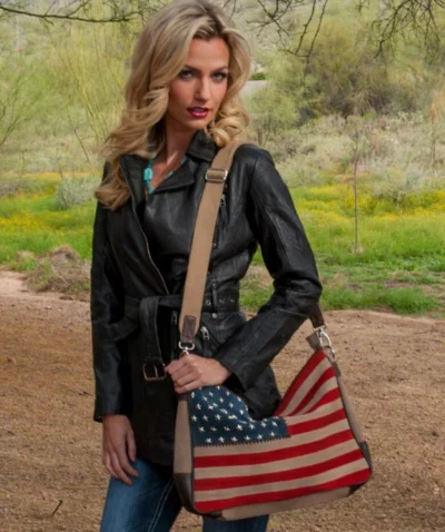 USA Flag leather handbag purse
