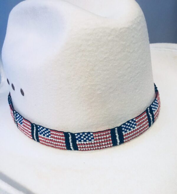 Beaded USA Flag Cowboy Hat Band