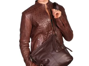 Women Scully Brown Leather Cross Body handbag Purse