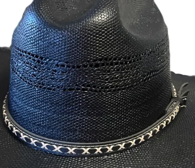 50X BANGORA Vented Black straw cowboy hat