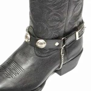 leather silver concho cowboy boot Chains