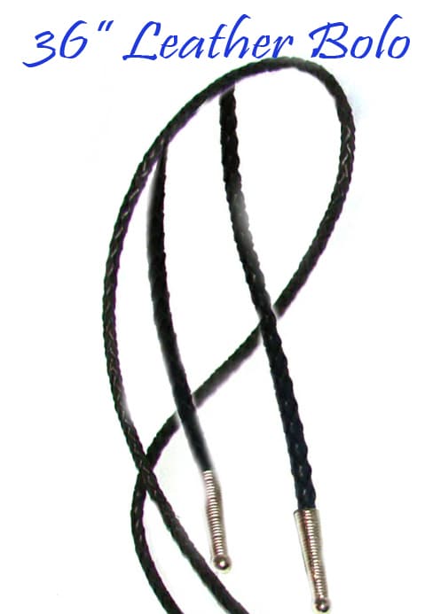 36 inches leather bolo in black on white background