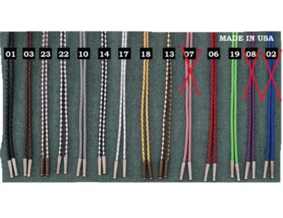 USA MADE Leatherette Bolo Tie Strings, Cords - Pick Colors