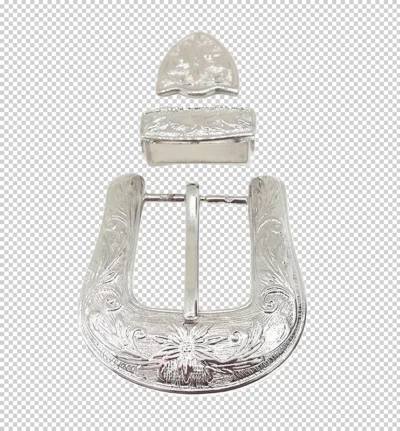 Silver 3 Piece Belt Buckle Set