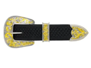 Silver 3 Piece Belt Buckle Set
