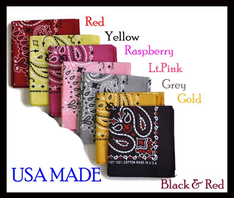 USA Made Paisley Western bandanas in colors