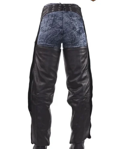 Braided edge leather work chaps