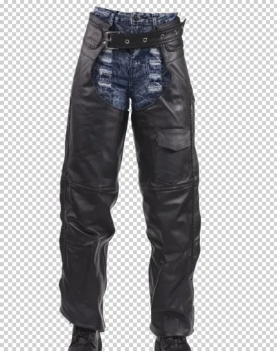 Braided edge leather work chaps
