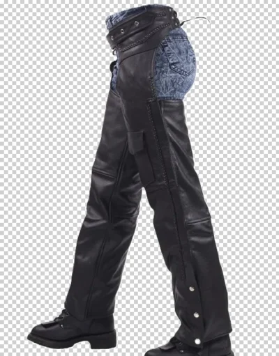 Braided edge leather work chaps
