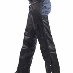 leather biker chaps with braided sides