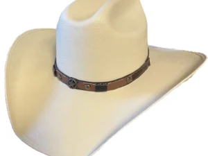Canvas Cream Straw Cattleman Cowboy Hat with hat band.