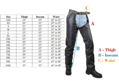 leather chaps with side zip closure