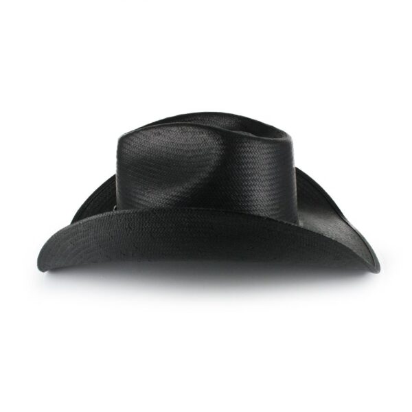 A "With the Band" Charlie 1 Horse black straw cowboy hat on a white background.