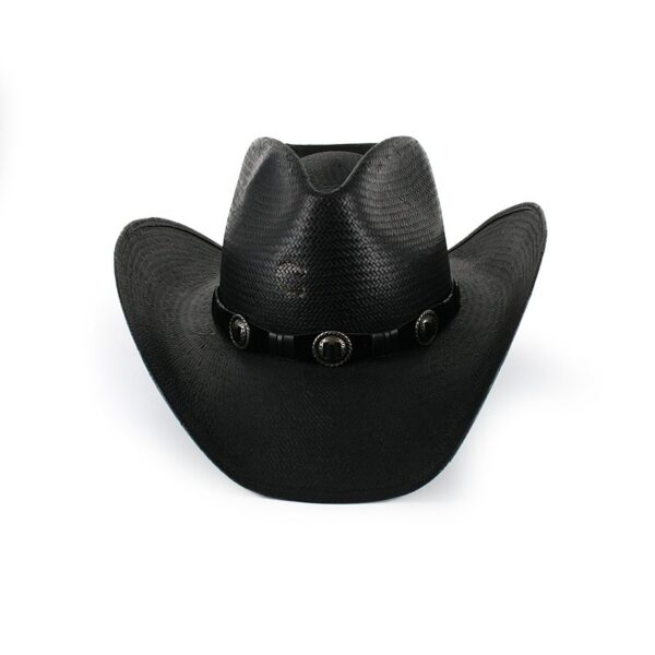 A "With the Band" Charlie 1 Horse black straw cowboy hat on a white background.