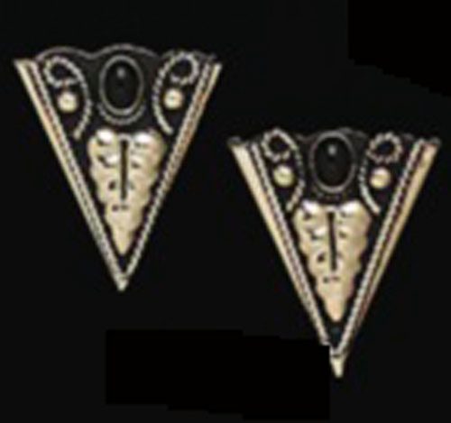 German Silver Onyx Vine Collar Tips