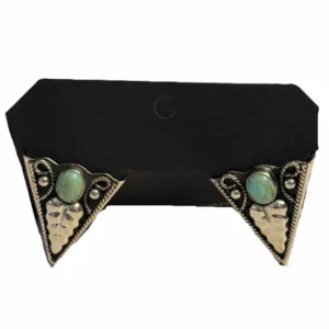 Turquoise Stone Collar Tips - Vine Design