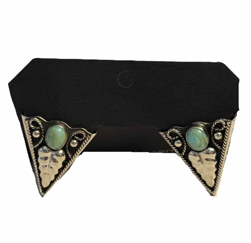 Turquoise Stone Western Collar Tips - Vine Design 1.5" 1 Turquoise Stone Collar Tips - Vine Design