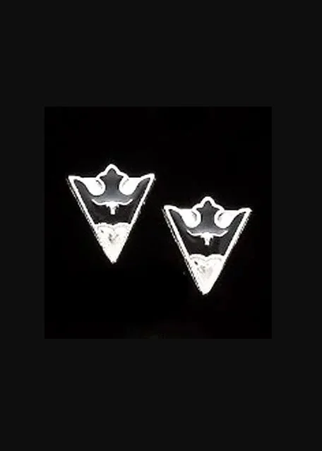 A pair of Western Bull Silver cowboy collar tips on a black background.