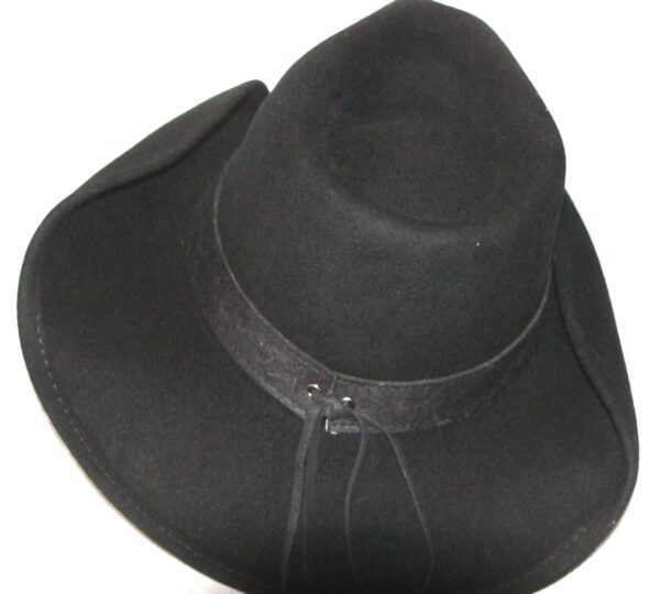 A black cowboy hat on a white background.
