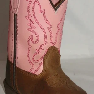 Pink leather toddler cowboy boots