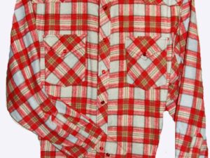 A Mens Pearl Snap Red Plaid Flannel Western Shirt 2X on a white background.