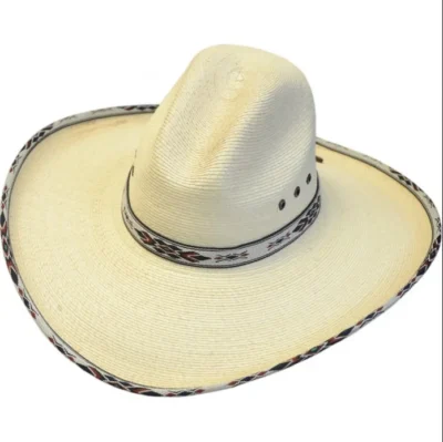 Guata Palma Straw Gus Crown Tapestry Cowboy Hat <ul> <li>Gus crown</li> <li>3 1/8" - 5 1/4"</li> <li>Brim Size: 4"</li> </ul> •