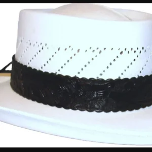 1.5" Wide Black Tooled Leather Cowboy Hat Band - USA Made