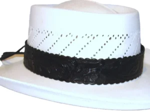 wide band black leather cowboy hat band