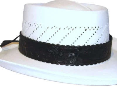 wide band black leather cowboy hat band