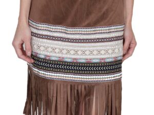 Scully Womens 70s Style Tan Fringe Western Skirt Image