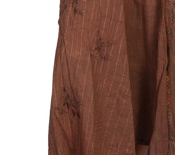 A Scully Womens Full Length Brown Copper Western Spaghetti Dress with embroidered details.