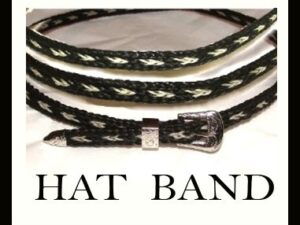 A Sterling Silver Buckle Black Horse hair hat band with a silver buckle.