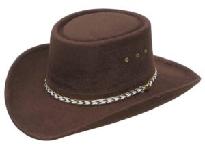 A "Little Joe" faux felt Brown Gambler cowboy hat on a white background.