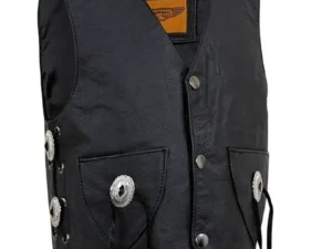 Toddler Black Leather Concho Western Vest