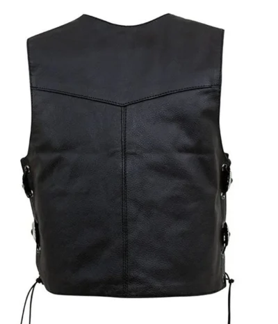 Toddler Black Leather Concho Western Vest